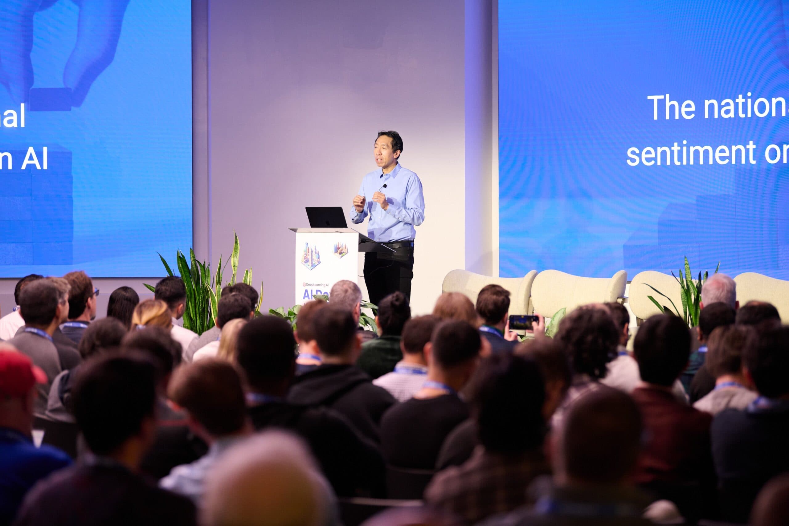 Andrew Ng addressing the crowd at AI Dev 2025 X NYC